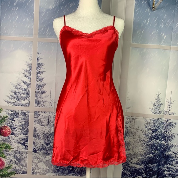 Victoria’s Secret Lot 2 Satin Lace Accent Split Babydoll Slip Dress Nightgown - Picture 2 of 15